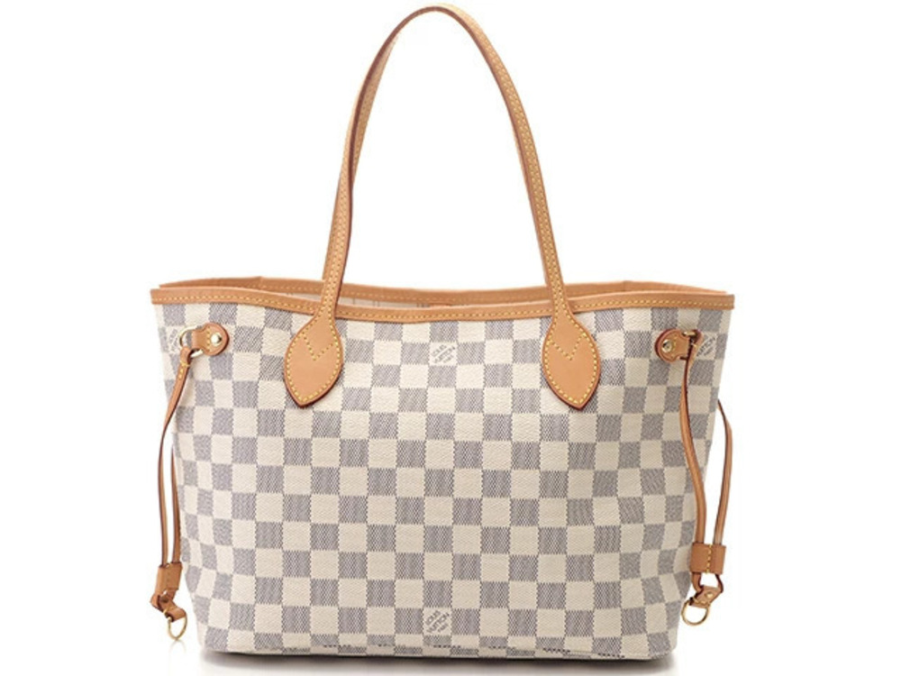 LOUIS VUITTON Damier Azur White Neverfull Tote Bag